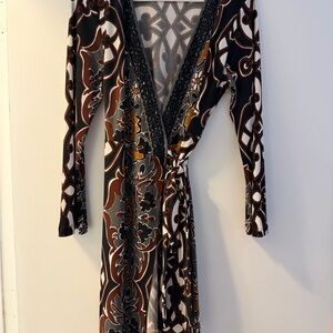 Hale Bob Elegant Long Sleeve Dress with Bold Patterns